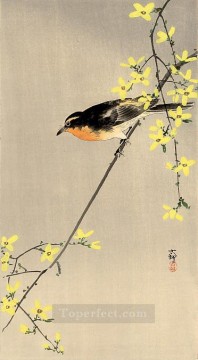 orange breasted bird Ohara Koson Shin hanga Oil Paintings